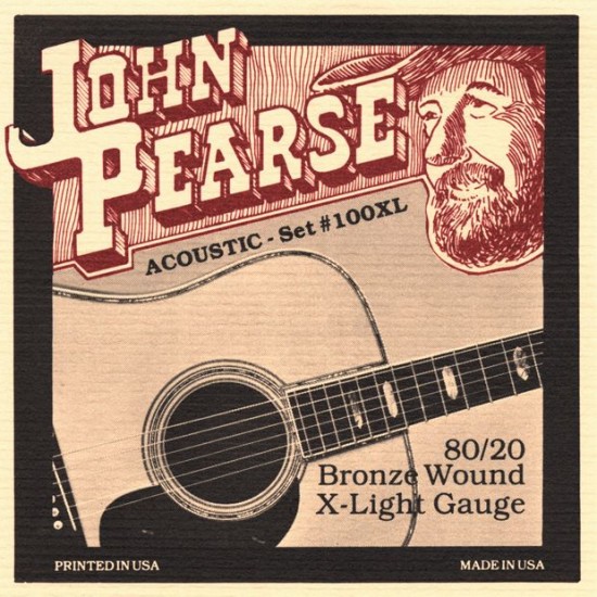 JOHN PEARSE 100XL ACOUSTIC GUITAR STRING SET 10-47 80/20 BRONZE