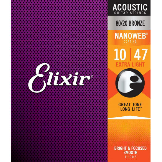ELIXIR 11002 NANOWEB ACOUSTIC STRINGS SET 10-47 BRONZE