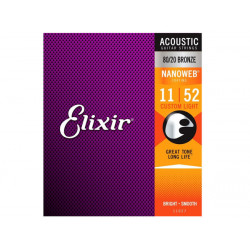 ELIXIR 11027 NANOWEB ACOUSTIC STRINGS SET 11-52 BRONZE ELIXIR 11027 NANOWEB ACOUSTIC STRINGS SET 11-52 BRONZE