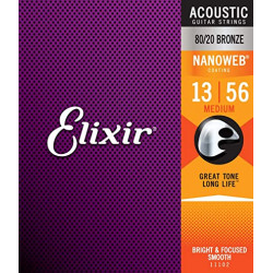 Elixir 11102 Nanoweb Acoustic Strings Set 13-56 Bronze Elixir 11102 Nanoweb Acoustic Strings Set 13-56 Bronze