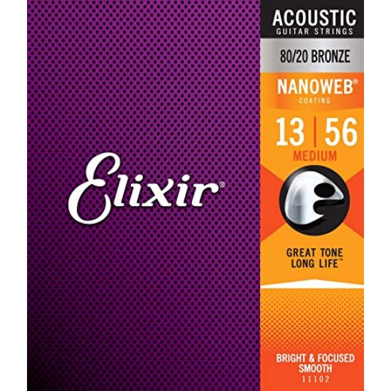 Elixir 11102 Nanoweb Acoustic Strings Set 13-56 Bronze