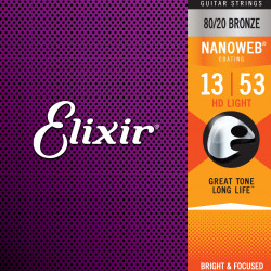 Elexir 11182 NANOWEB Acoustic Guitar Strings SET 13-53 Bronze Elexir 11182 NANOWEB Acoustic Guitar Strings SET 13-53 Bronze