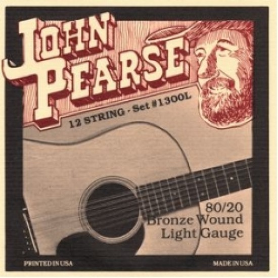 JOHN PEARSE 1300L 12 ACOUSTIC GUITAR STRINGS SET 10-47 80/20 BRONZE