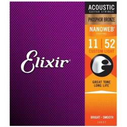 ELIXIR NANOWEB 11-52 16027 ACOUSTIC Guitar Strings - Phosphor Bronze ELIXIR NANOWEB 11-52 16027 ACOUSTIC Guitar Strings - Phosphor Bronze