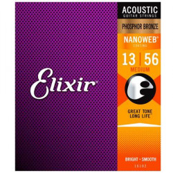 Elixir 16102 Nanoweb Acoustic Strings Set 13-56 Phosphor Bronze Elixir 16102 Nanoweb Acoustic Strings Set 13-56 Phosphor Bronze