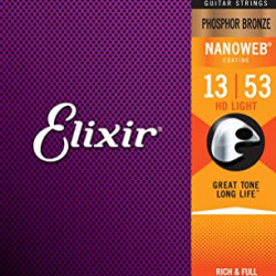Elixir 16182 Nanoweb Acoustic Guitar Strings Set 13-53 Phosphor Bronze Elixir 16182 Nanoweb Acoustic Guitar Strings Set 13-53 Phosphor Bronze