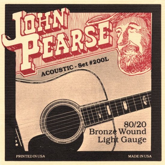 JOHN PEARSE 200L ACOUSTIC GUITAR STRING SET 12-53 80/20 BRONZE