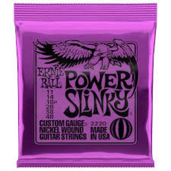 ERNIE BALL 2220 POWER SLINKY ELECTRIC GUITAR STRINGS SET 11-48