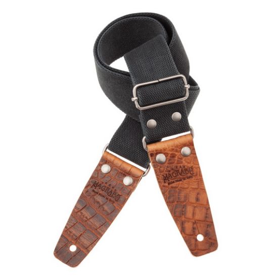 Magrabò Stripe SC Entry Olded Nero 5 cm terminali Embossed Cocco Pros Marrone fibbia Argento Antico Magrabò Stripe SC Entry Olded Nero 5 cm terminali Embossed Cocco Pros Marrone fibbia Argento Antico