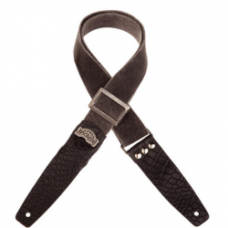Magrabò Stripe SC Cotton Washed Nero 5 cm Terminali Cocco Nero Fibbia Argento - Guitar Strap Made in Italy