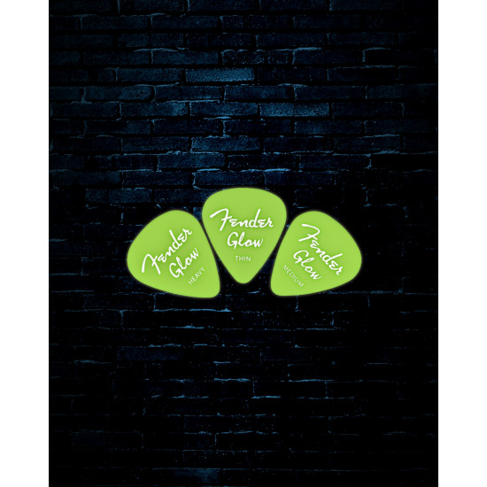 Fender 351 Shape Glow in the Dark Picks Pack - Mixed Sizes