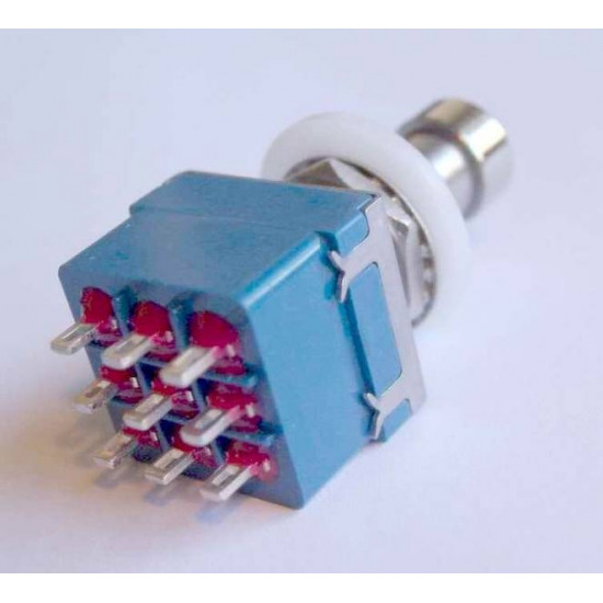 3PDT Push switch, metal, solder lug terminals