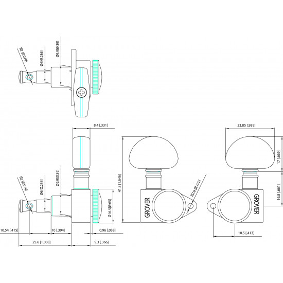 Grover 502C Roto-Grip Locking Rotomatics  Set Meccaniche 3+3 Cromate
