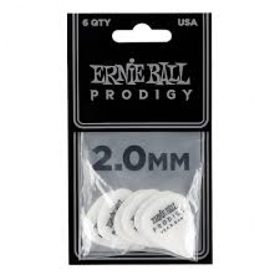 ERNIE BALL 9202 PRODIGY PICK STANDARD 2.00mm WHITE 6 PZ