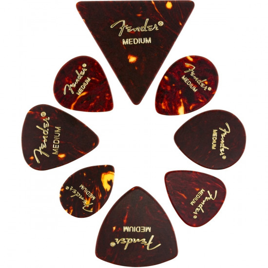 Fender All Shapes Celluloid Medley Tortoise Shell Medium, 8-pack 0980200300