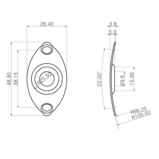 Parts Planet CJC CR - Copri presa jack per chitarra elettrica - Cromata