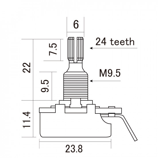 CTS A500-R Potenziometro 500K Audio/Log. - Regular Shaft