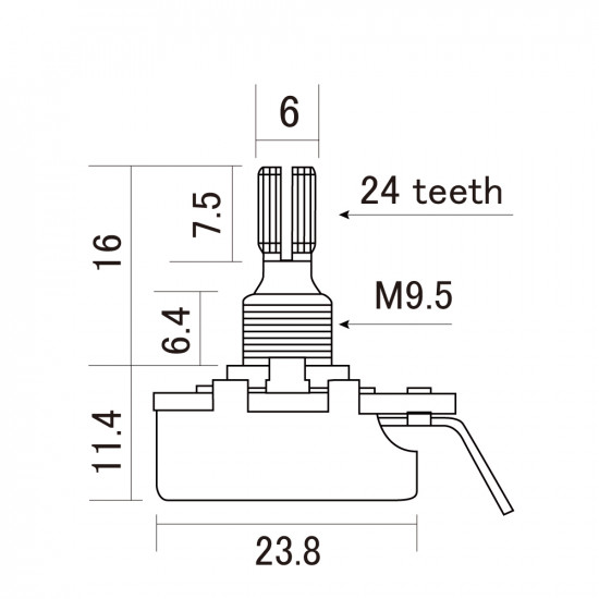 CTS-A250-S - Potenziometro Audio 250K - Short Shaft