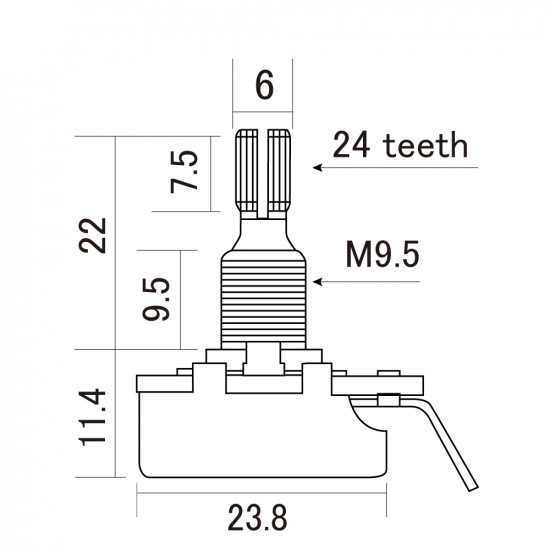 CTS-B250-R - Potenziometro Lineare 250K - Regular Shaft