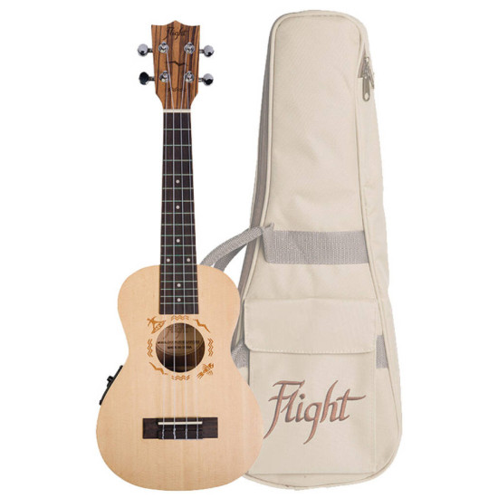 Flight DUC525CEQ Concert Electro Ukulele w/bag - Solid Top Zebra