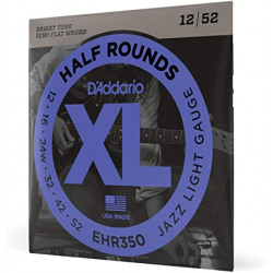 D'addario EHR350 Corde per chitarra elettrica Half Rounds 12-52 D'addario EHR350 Corde per chitarra elettrica Half Rounds 12-52