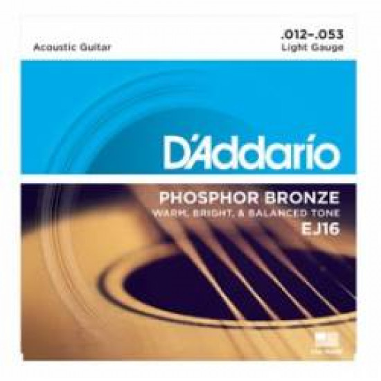 D'ADDARIO EJ16 ACOUSTIC GUITAR STRINGS SET 12-53