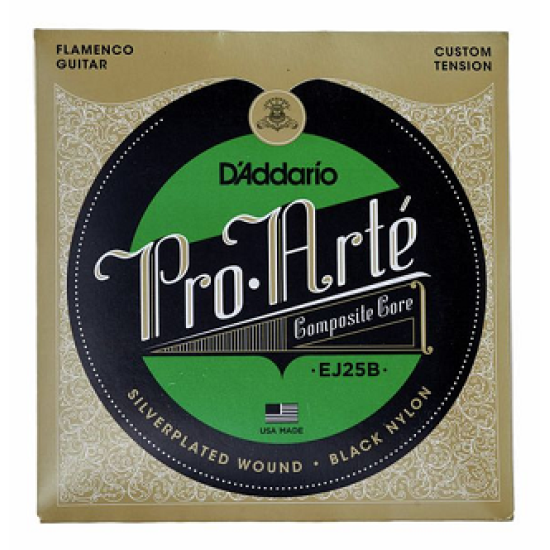 D'ADDARIO EJ25B CLASSIC GUITAR STRINGS SET FLAMENCO BLACK NYLON COMPOSITE