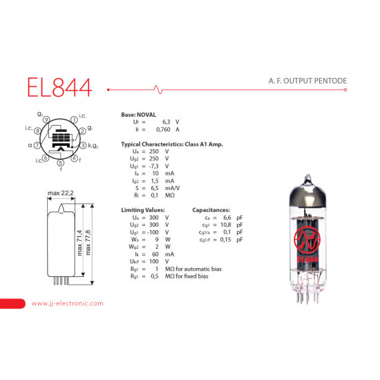 JJ Electronic EL844 - 6BQ5 Valvola Finale