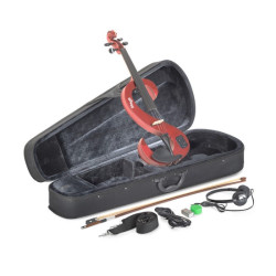 Stagg EVN 4/4 MRD Violino 4/4 elettrico rosso metallizzato con astuccio e archetto Stagg EVN 4/4 MRD Violino 4/4 elettrico rosso metallizzato con astuccio e archetto