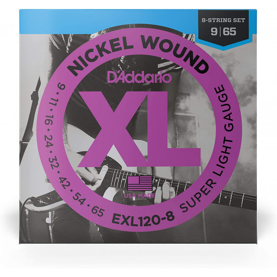 D'ADDARIO EXL120-8 ELECTRIC GUITAR STRINGS 8 STRINGS SET 
09-65