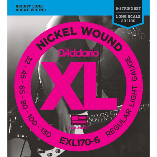 D'Addario EXL170-6 Set di corde per basso elettrico 6 corde 32-130