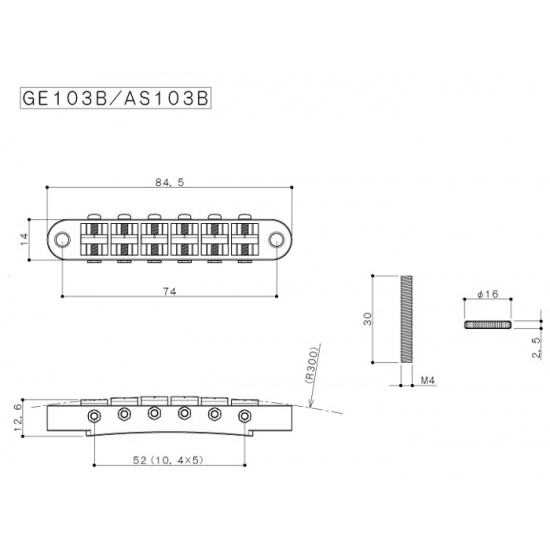 Gotoh GE103BC Ponte tipo T-O-M con viti - Cromato -