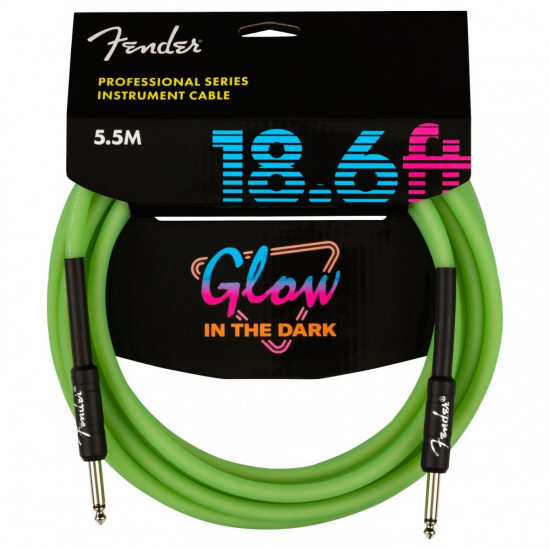 Fender Professional Instrument Cable - Glow in the Dark - Green - 5.5 m