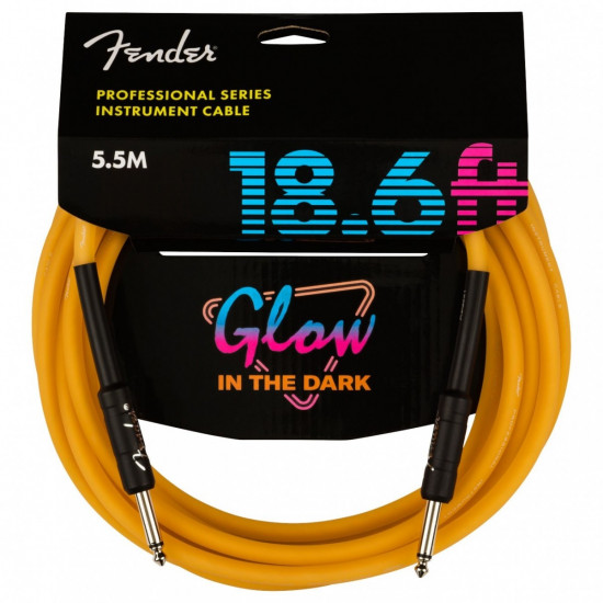 Fender Professional Instrument Cable - Glow in the Dark - Orange - 5.5 m