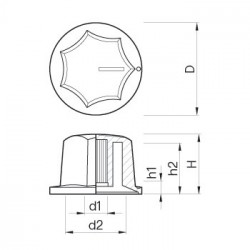 Parts Planet KJB-SL-BK - Manopola in plastica per basso tipo Jazz Bass - Nera - Piccola