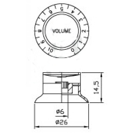 Parts Planet
 KSGBKCRT Manopola Tono tipo SG - Nera top Cromato -