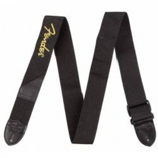 Fender Strap Poly Black Logo Yellow