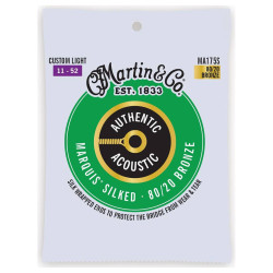 Martin MA175S Acoustic Guitar Strings Set Silked 80/20 Bronze 11-52 Martin MA175S Acoustic Guitar Strings Set Silked 80/20 Bronze 11-52