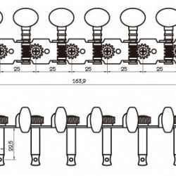Parts Planet Meccaniche L6+R6 per chitarra 12 corde Nickel