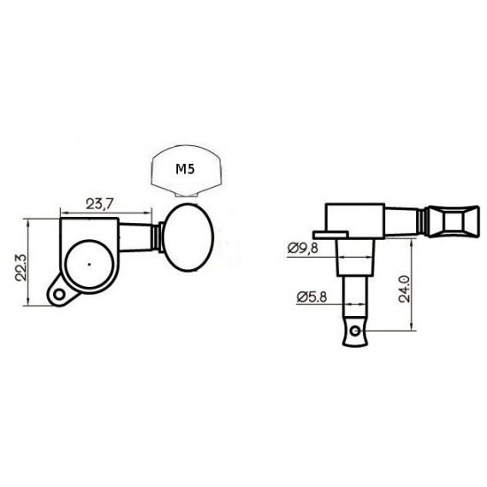 Parts Planet MH AE103 CR Meccaniche 3+3 chit. ele./acu. Cromate vite diagonale