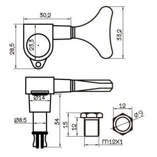 Parts Planet MHB120CR meccaniche 2+2 basso, Cromate