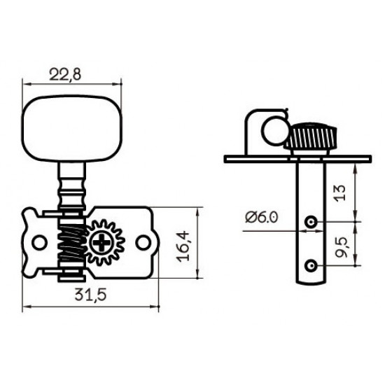 Parts Planet Meccaniche 3+3 perno in metallo due fori Nickel