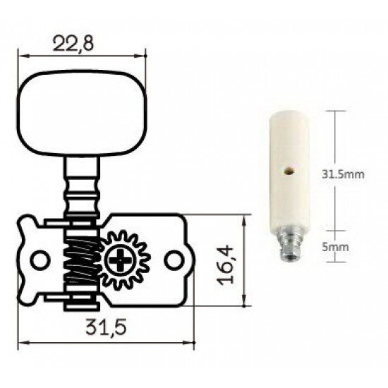 Parts Planet MHCS101NI Meccaniche 3+3 perno in plastica - Nickel