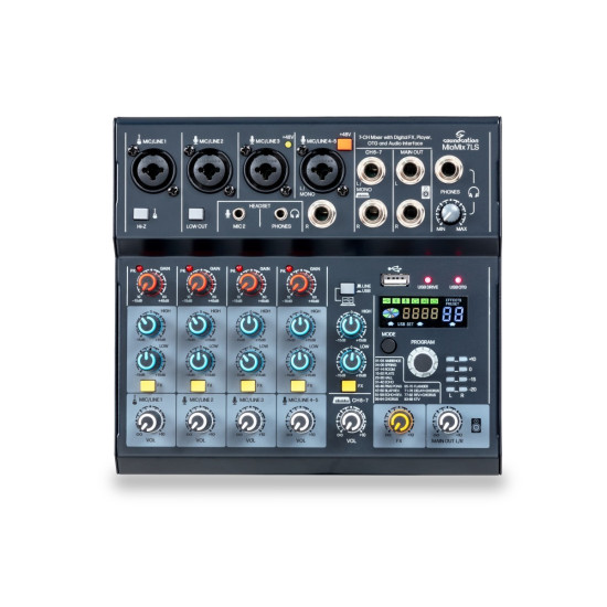 SOUNDSATION MIOMIX 7 LS MIXER 7-CH  CON EFFETTI, USB, BT, OTG, INTERFACCIA PC