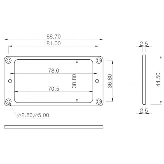 Parts Planet MT10 F CR - Mascherina Flat in plastica per pick up Humbucker - Crema - Manico