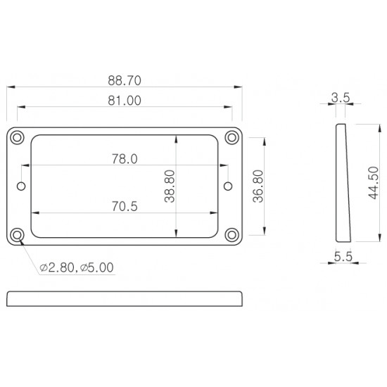 Parts Planet MT20 F BK - Mascherina Slanted in plastica per pick up Humbucker - Nera - Manico