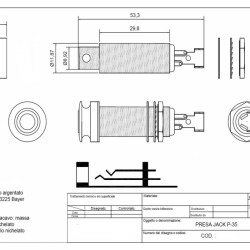 Parts Planet P-3560 NI  Presa jack stereo per chitarra - Nickel
