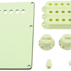 Kit plastiche tipo Strato - copri molle 3strati 3 copri pickup, 1 vol., 2 toni, 1 pomello selettore, 1 pomello leva - Mint Green - All Parts