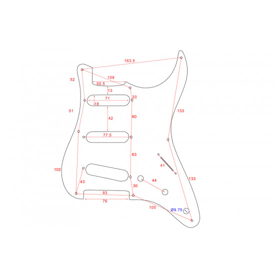 All Parts PG-0550-023 Battipenna per chitarra elettrica tipo Strato - Nero