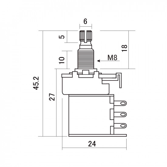 Hosco PUSH-500A Potenziometro Push-Pull per chitarra e basso 500K A